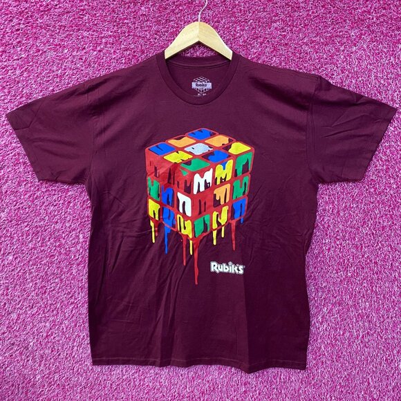 Rubiks Cube Melting Vintage Style Graphic Design T-Shirt XL - Picture 1 of 4